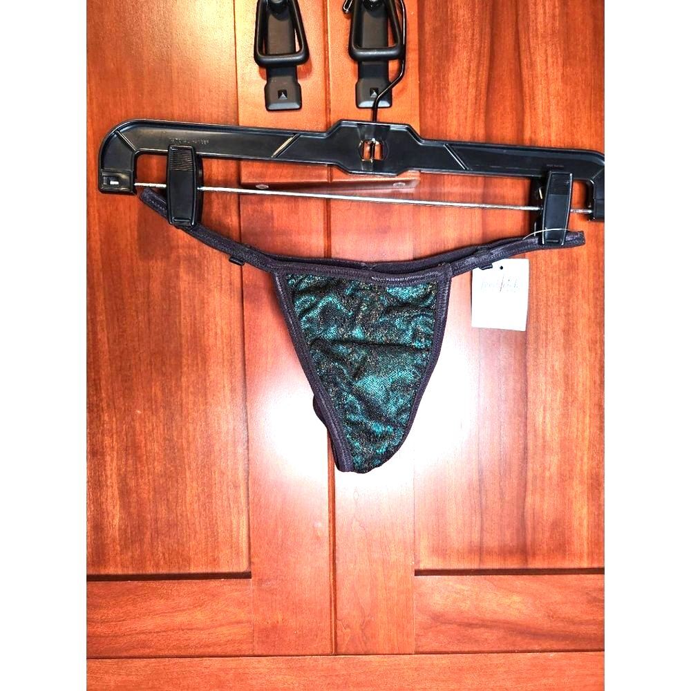 NWT Frederick's of Hollywood Seduction Teal and Black Lace G String Small